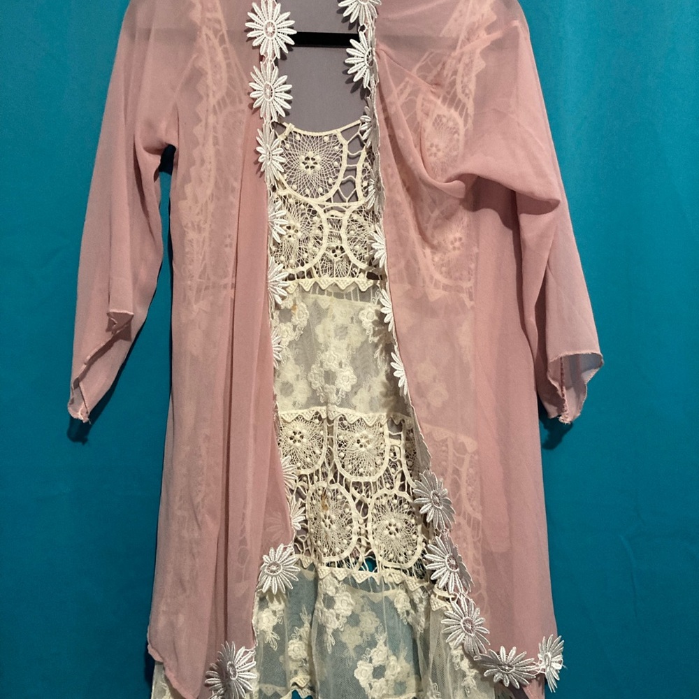 Pink kimono cover up